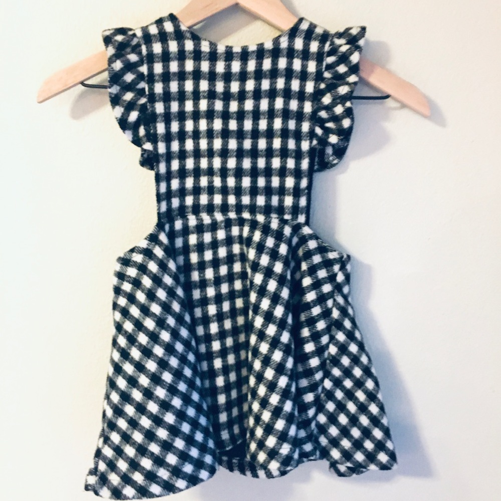 Boutique Girls Checkered Pinafore Dress Black White Size 4
